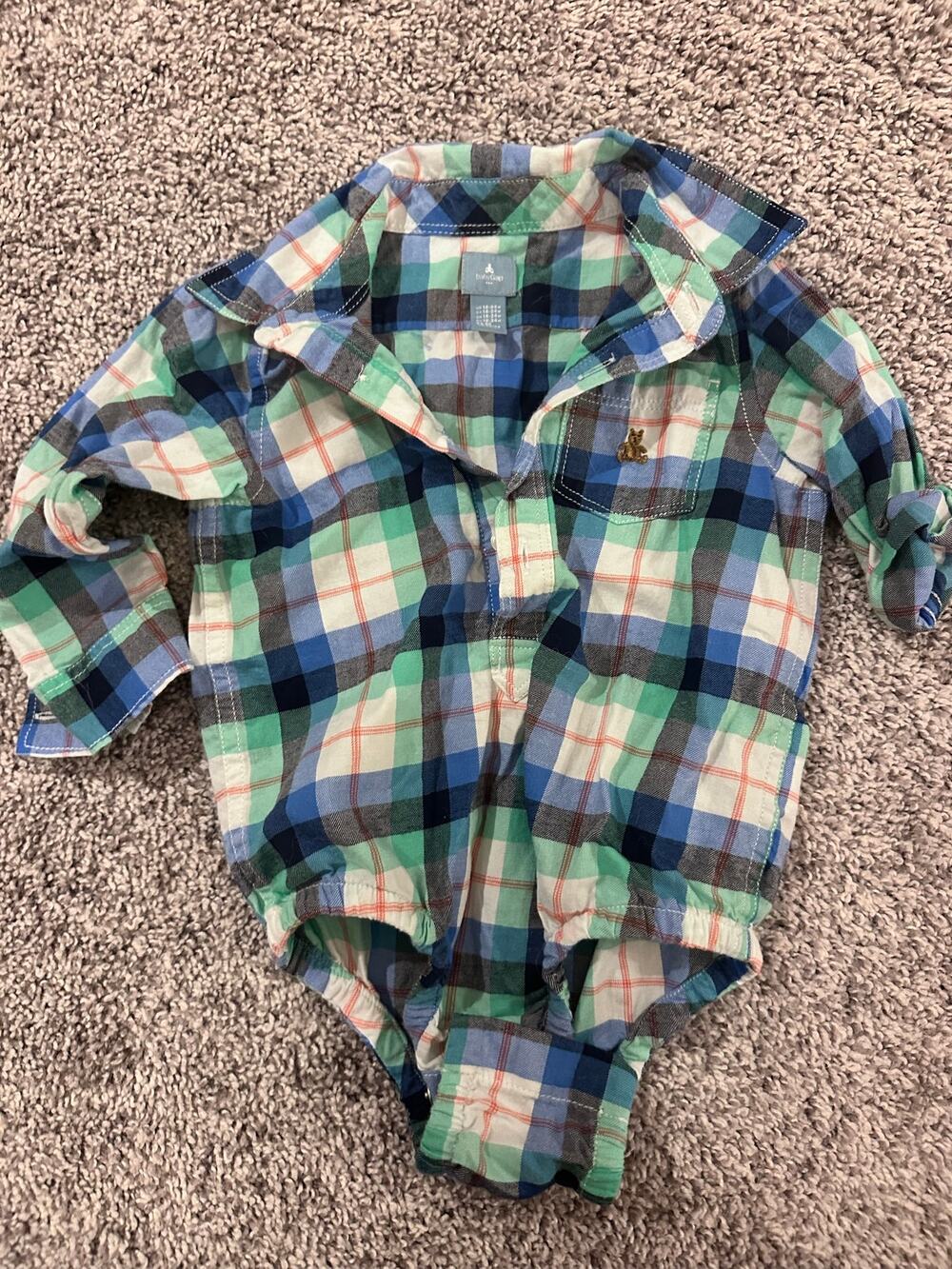 Baby Gap Toddler Boys Size 18-24M Plaid Shirt Onesie Bodysuit